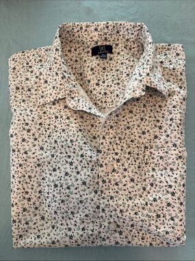 George Men's White Button-Down Shirt with Green Floral Print